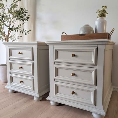 Set of 2 Taupe Nightstands - Deep Storage | Retrodern, Longwood FL