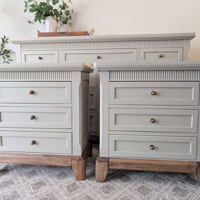 Dresser & Oversized Nightstands Set - Fluted Details - Bedroom Set | Retrodern, Longwood FL