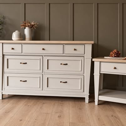 Dresser & 1 Nightstand, Set of 2 - Neutral Taupe, Bedroom Set | Retrodern, Longwood FL