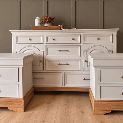 Sophisticated Bedroom Set -  Dresser & Nightstands - Modern Neutral Taupe | Retrodern, Longwood FL