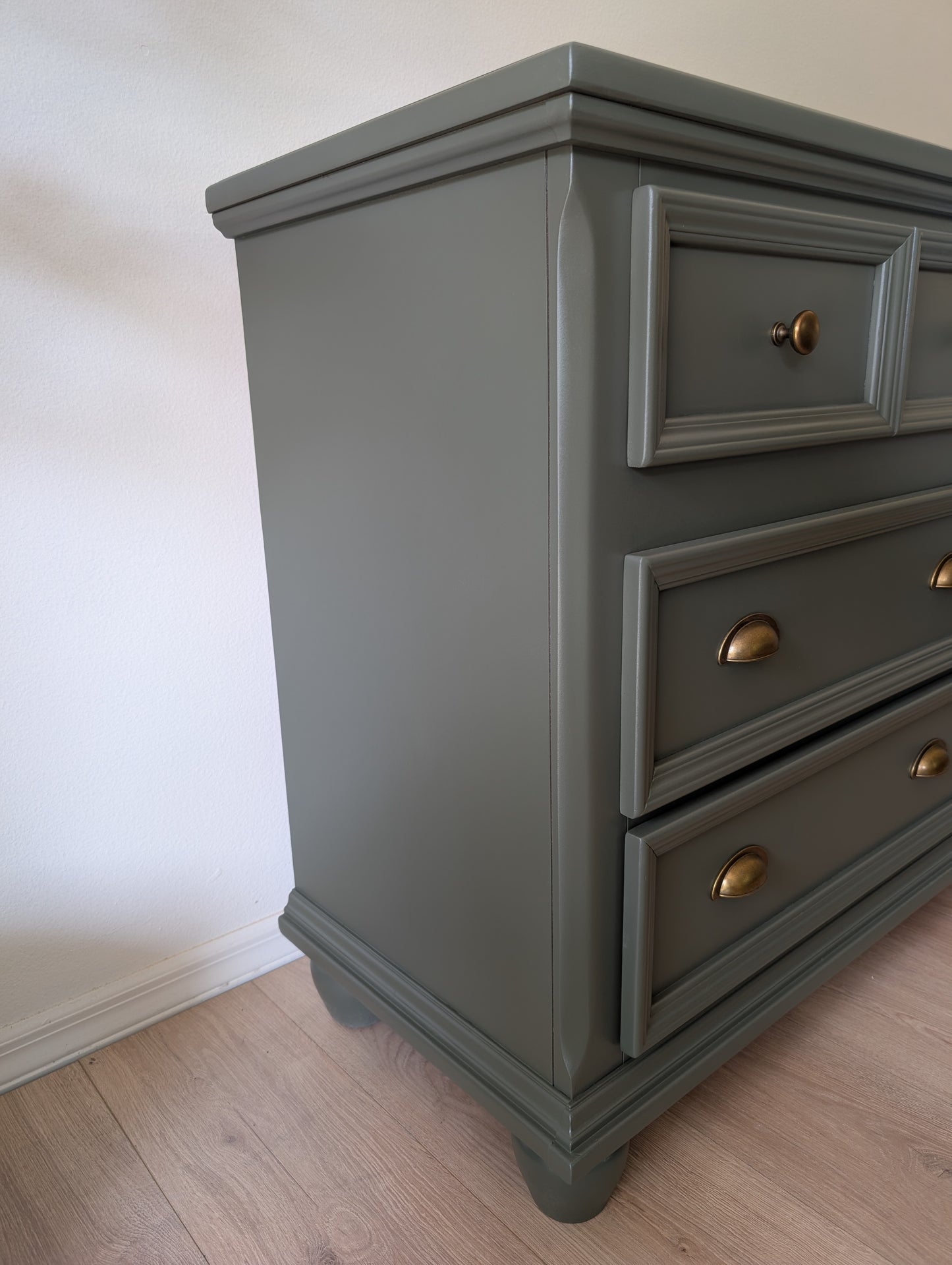 Deep Muted Green Solid Wood Credenza / Buffet
