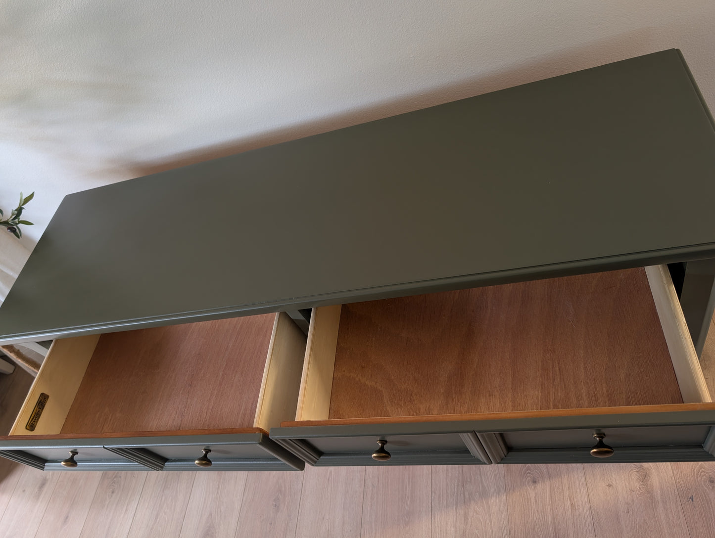 Deep Muted Green Solid Wood Credenza / Buffet